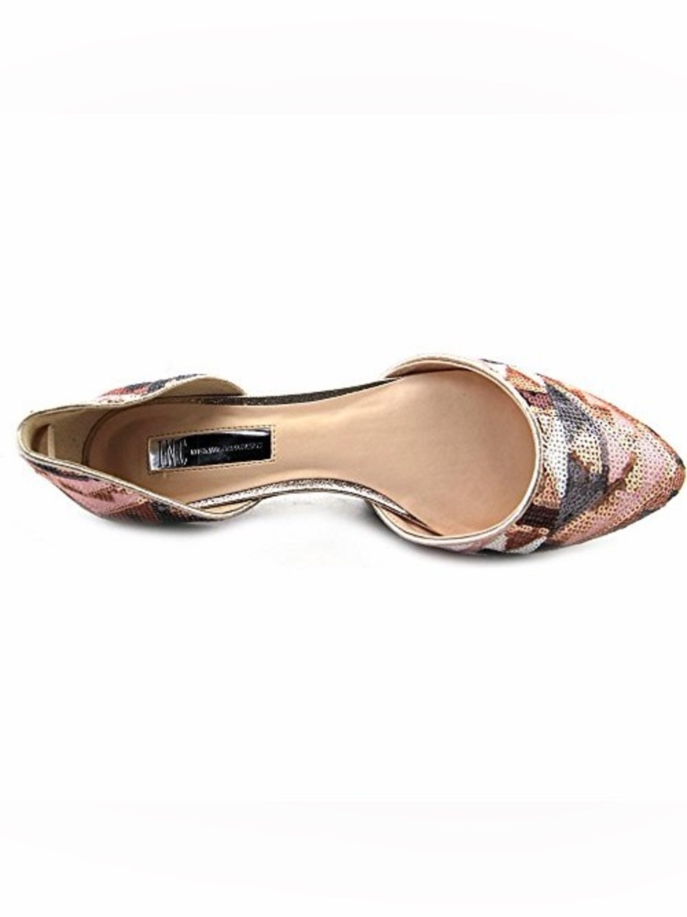INC International Concepts Pink & Brown Sequin Geometric-Print D'Orsay Flats